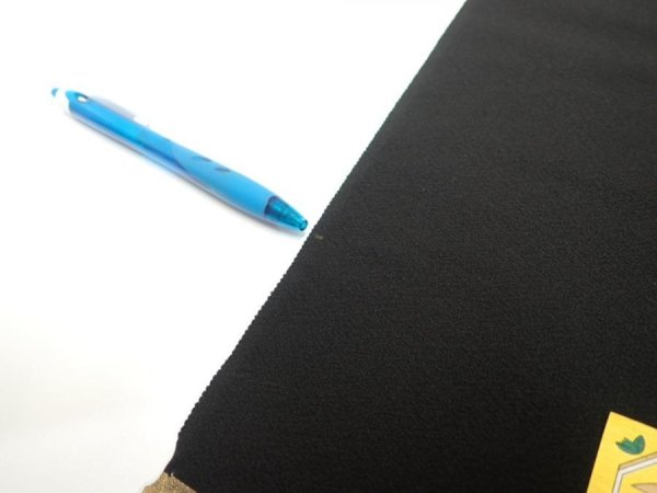 Photo7: 2W05z120  Japanese Kimono Silk  FABRIC Plain Black 77.2x14.6 (7)