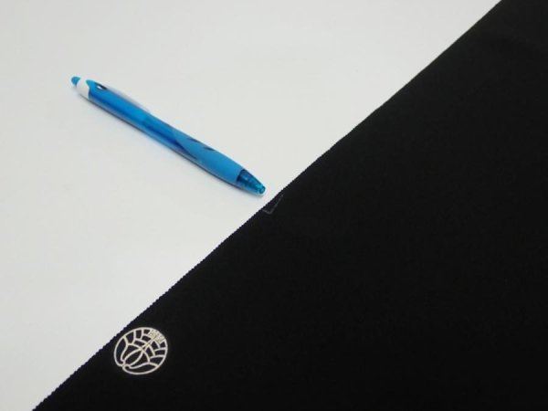 Photo8: 2W05z120  Japanese Kimono Silk  FABRIC Plain Black 77.2x14.6 (8)