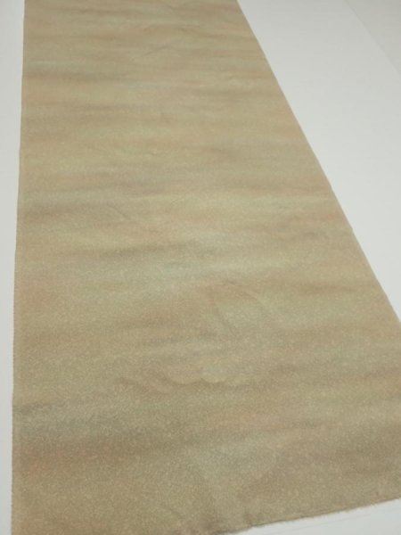 Photo2: 2W01z100  Japanese Kimono Silk  FABRIC  Light brown  Light olive 79.5x15.2 (2)