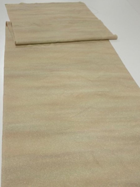 Photo3: 2W02z100  Japanese Kimono Silk  FABRIC  Light brown  Light olive 78.7x15.2 (3)