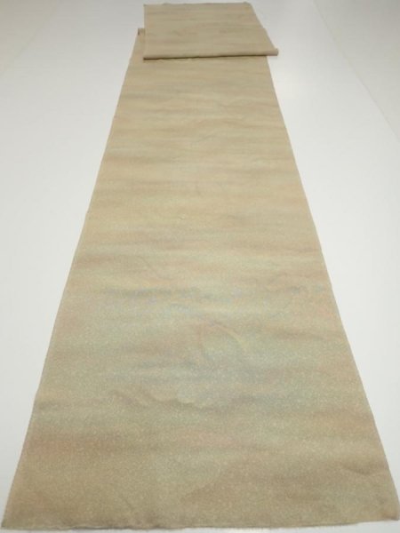 Photo5: 2W02z100  Japanese Kimono Silk  FABRIC  Light brown  Light olive 78.7x15.2 (5)