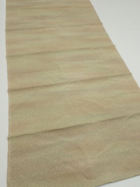 Photo2: 2W03z100  Japanese Kimono Silk  FABRIC  Light brown  Light olive 80.3x15.2 (2)