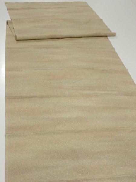Photo3: 2W03z100  Japanese Kimono Silk  FABRIC  Light brown  Light olive 80.3x15.2 (3)