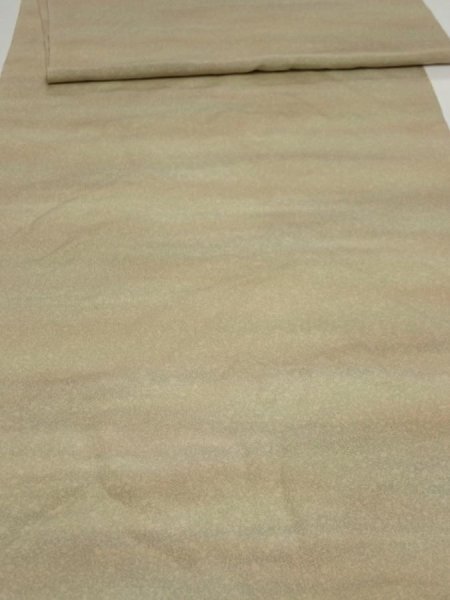 Photo1: 2W04z120  Japanese Kimono Silk  FABRIC  Light brown  Light olive 92.9x15.2 (1)