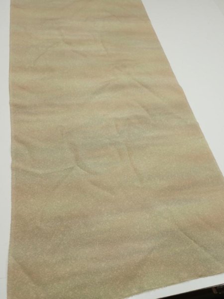 Photo2: 2W04z120  Japanese Kimono Silk  FABRIC  Light brown  Light olive 92.9x15.2 (2)