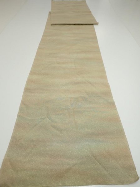 Photo5: 2W04z120  Japanese Kimono Silk  FABRIC  Light brown  Light olive 92.9x15.2 (5)