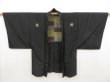 Photo1: 5110T03z490 Vintage Japanese Kimono Silk Men's HAORI  Black (1)
