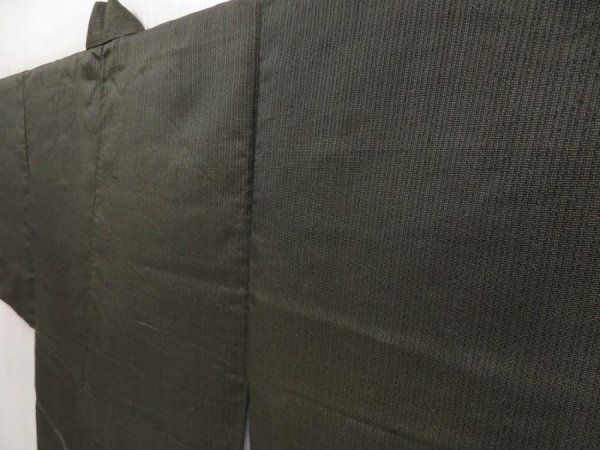 Photo2: 5110T04z350 Vintage Japanese Kimono Silk Men's  See thgrough Olive-Brown (2)