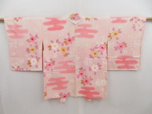 Photo1: 5110T06z500 Vintage Japanese Kimono Silk HAORI Flower Pink (1)