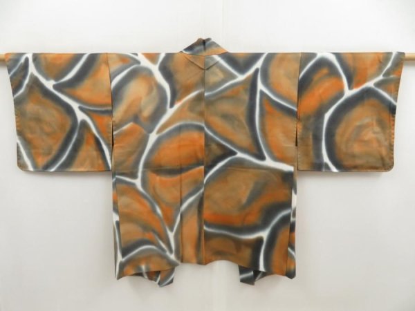 Photo1: 5110T07z560 Vintage Japanese Kimono Silk HAORI  Orange-Brown (1)
