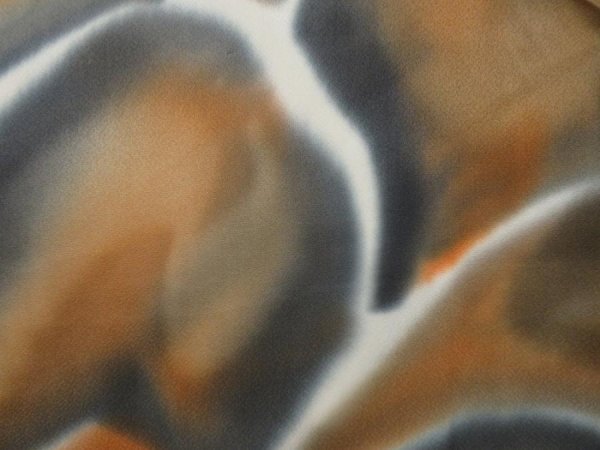 Photo4: 5110T07z560 Vintage Japanese Kimono Silk HAORI  Orange-Brown (4)