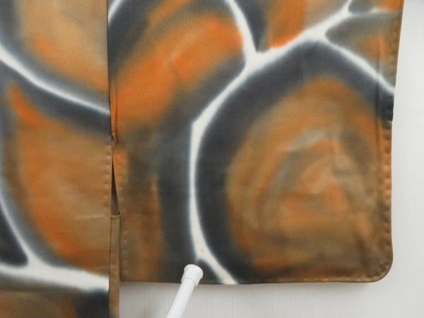 Photo5: 5110T07z560 Vintage Japanese Kimono Silk HAORI  Orange-Brown (5)