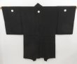 Photo1: 5110T08z730 Vintage Japanese Kimono Silk Men's HAORI Plain Black (1)