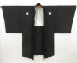 Photo4: 5110T08z730 Vintage Japanese Kimono Silk Men's HAORI Plain Black (4)