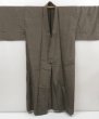 Photo6: 5110T09z620 Vintage Japanese Kimono Silk Men's  Plain Brown-Gray Big size (6)