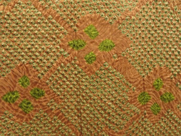 Photo4: 5110T10z490 Vintage Japanese Kimono Silk SHIBORI HAORI  Brown (4)
