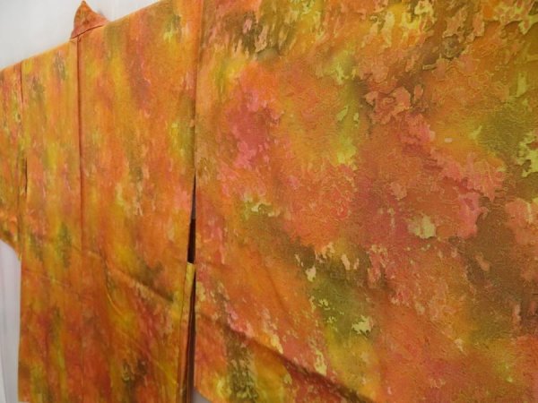 Photo2: 5110T11z550 Vintage Japanese Kimono Silk HAORI  Dark orange (2)