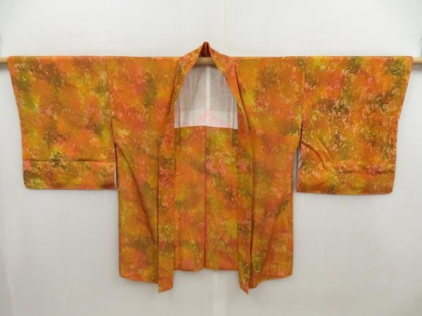 Photo5: 5110T11z550 Vintage Japanese Kimono Silk HAORI  Dark orange (5)