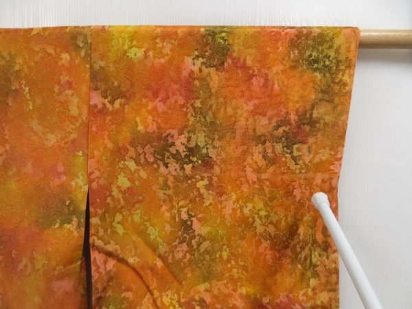 Photo6: 5110T11z550 Vintage Japanese Kimono Silk HAORI  Dark orange (6)