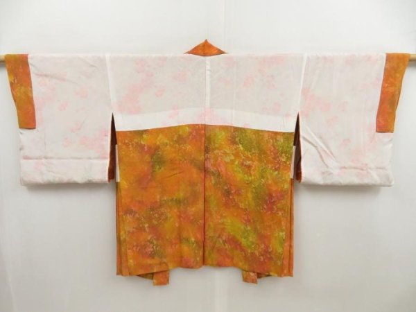 Photo7: 5110T11z550 Vintage Japanese Kimono Silk HAORI  Dark orange (7)