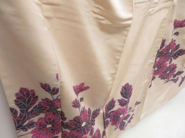 Photo3: 5110T12z1000 Vintage Japanese Kimono Silk TSUKESAGE Flower Off-white (3)
