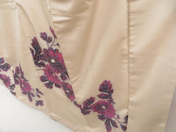 Photo4: 5110T12z1000 Vintage Japanese Kimono Silk TSUKESAGE Flower Off-white (4)