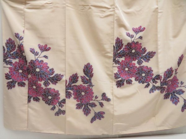 Photo5: 5110T12z1000 Vintage Japanese Kimono Silk TSUKESAGE Flower Off-white (5)