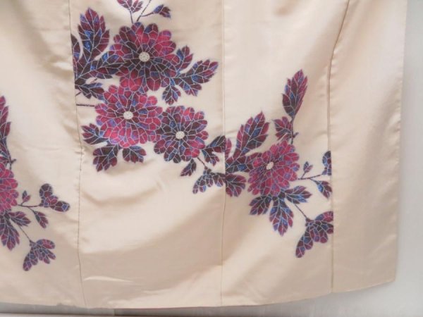 Photo7: 5110T12z1000 Vintage Japanese Kimono Silk TSUKESAGE Flower Off-white (7)