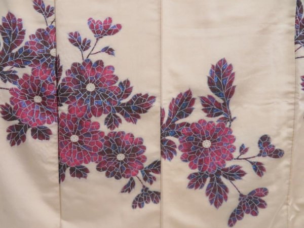 Photo8: 5110T12z1000 Vintage Japanese Kimono Silk TSUKESAGE Flower Off-white (8)