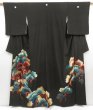 Photo1: 5110T13z1320 Vintage Japanese Kimono Silk TOMESODE Pine Black (1)