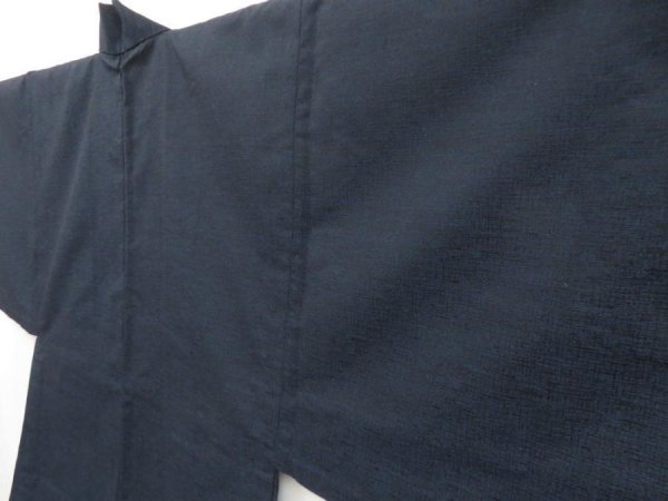 Photo3: 5118T01z590 Vintage Japanese Kimono Wool Men's HAORI Waterwheel Dark navy (3)