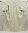 Photo1: 5118T07z900 Vintage Japanese Kimono Silk TSUMUGI Flower Off-white (1)
