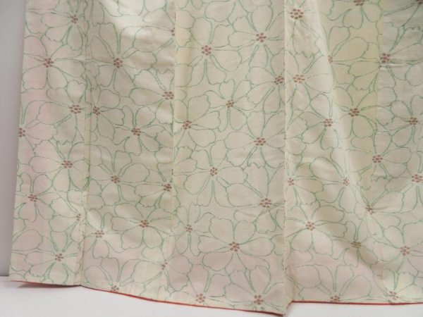 Photo4: 5118T07z900 Vintage Japanese Kimono Silk TSUMUGI Flower Off-white (4)