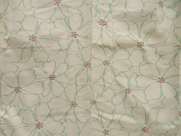 Photo5: 5118T07z900 Vintage Japanese Kimono Silk TSUMUGI Flower Off-white (5)