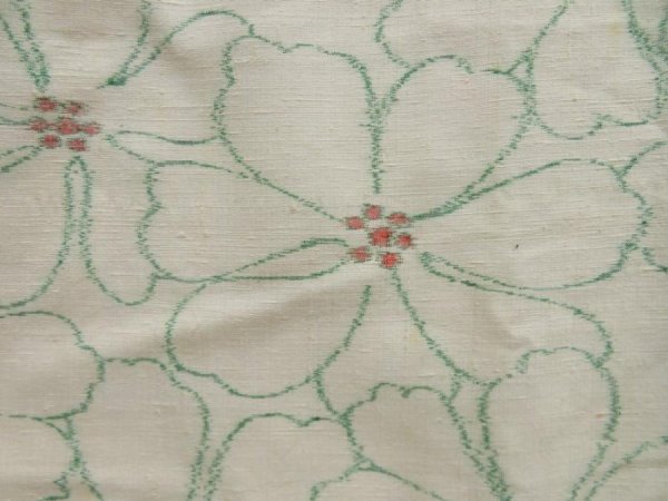 Photo7: 5118T07z900 Vintage Japanese Kimono Silk TSUMUGI Flower Off-white (7)