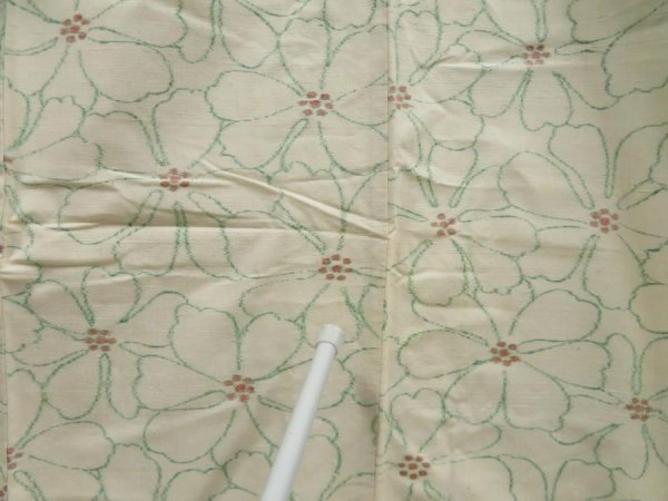 Photo8: 5118T07z900 Vintage Japanese Kimono Silk TSUMUGI Flower Off-white (8)