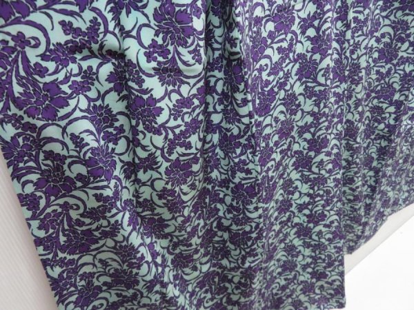 Photo3: 5118T08z510 Vintage Japanese Kimono Silk KOMON Flower Dark purple (3)