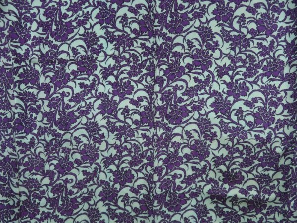 Photo5: 5118T08z510 Vintage Japanese Kimono Silk KOMON Flower Dark purple (5)