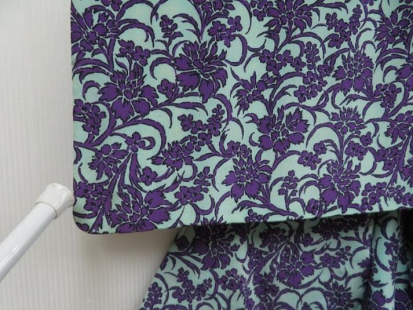 Photo7: 5118T08z510 Vintage Japanese Kimono Silk KOMON Flower Dark purple (7)