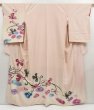 Photo1: 5118T09z920 Vintage Japanese Kimono Silk TSUKESAGE Flower Light pink (1)