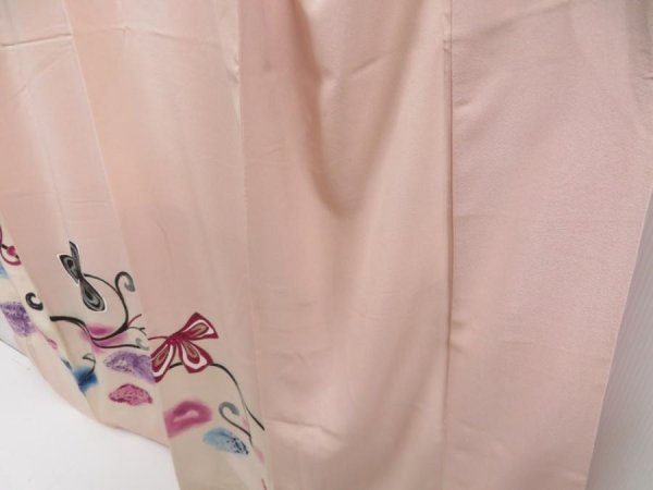 Photo4: 5118T09z920 Vintage Japanese Kimono Silk TSUKESAGE Flower Light pink (4)