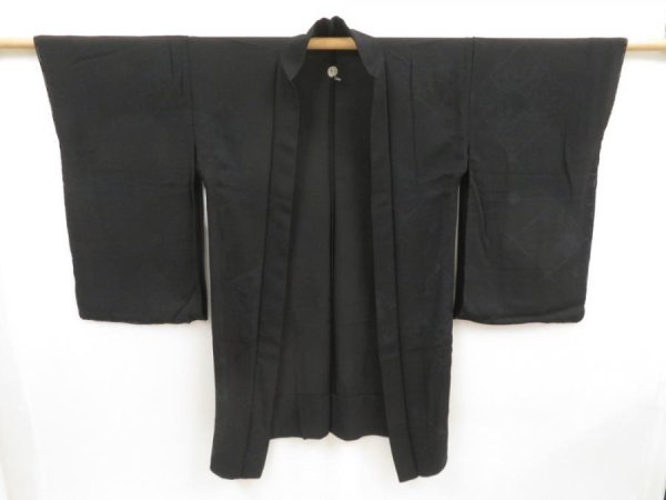 Photo6: 5120T02z310 Vintage Japanese Kimono Silk See through LONG HAORI Black (6)