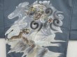 Photo3: 5120T03z380 Vintage Japanese Kimono Synthetic Men's JUBAN Dragon Steel blue (3)
