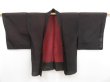 Photo5: 5120T04z260 Vintage Japanese Kimono Silk See through HAORI Plants Black (5)