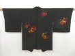 Photo1: 5120T06z660 Vintage Japanese Kimono Silk HAORI Flower Black (1)