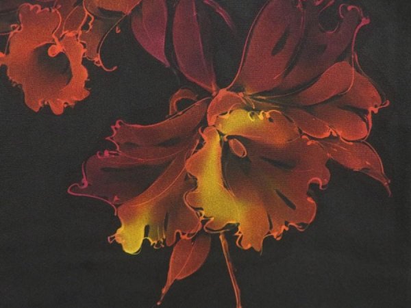 Photo4: 5120T06z660 Vintage Japanese Kimono Silk HAORI Flower Black (4)