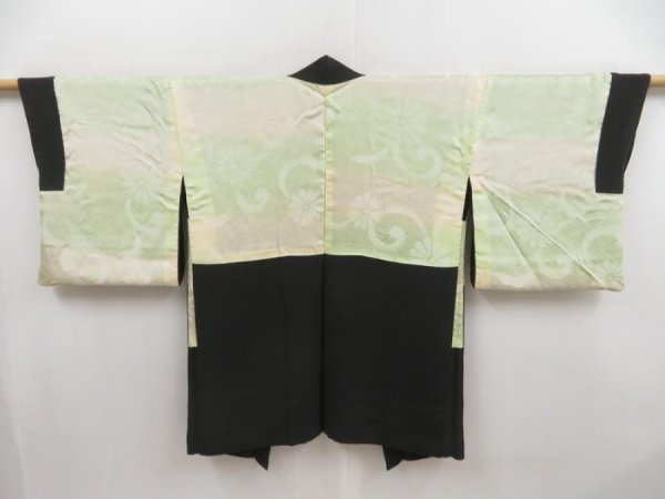 Photo6: 5120T06z660 Vintage Japanese Kimono Silk HAORI Flower Black (6)