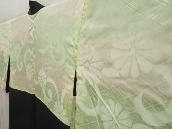 Photo7: 5120T06z660 Vintage Japanese Kimono Silk HAORI Flower Black (7)