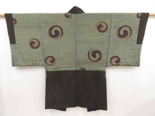 Photo1: 5120T07z560 Vintage Japanese Kimono Silk Men's HAORI  Dark brown (1)