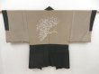 Photo1: 5120T08z650 Vintage Japanese Kimono Silk Men's HAORI Branch Black-Green (1)